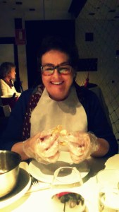 Disfrutando de los langostinos