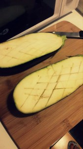 acer cortes en la berenjena